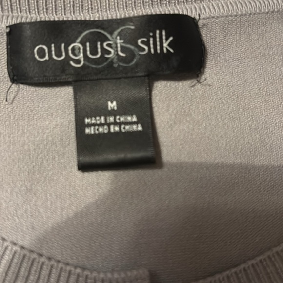 August Silk Cardigan Sweater Womens Sz m gray Button Front Minimalist - Picture 2 of 3